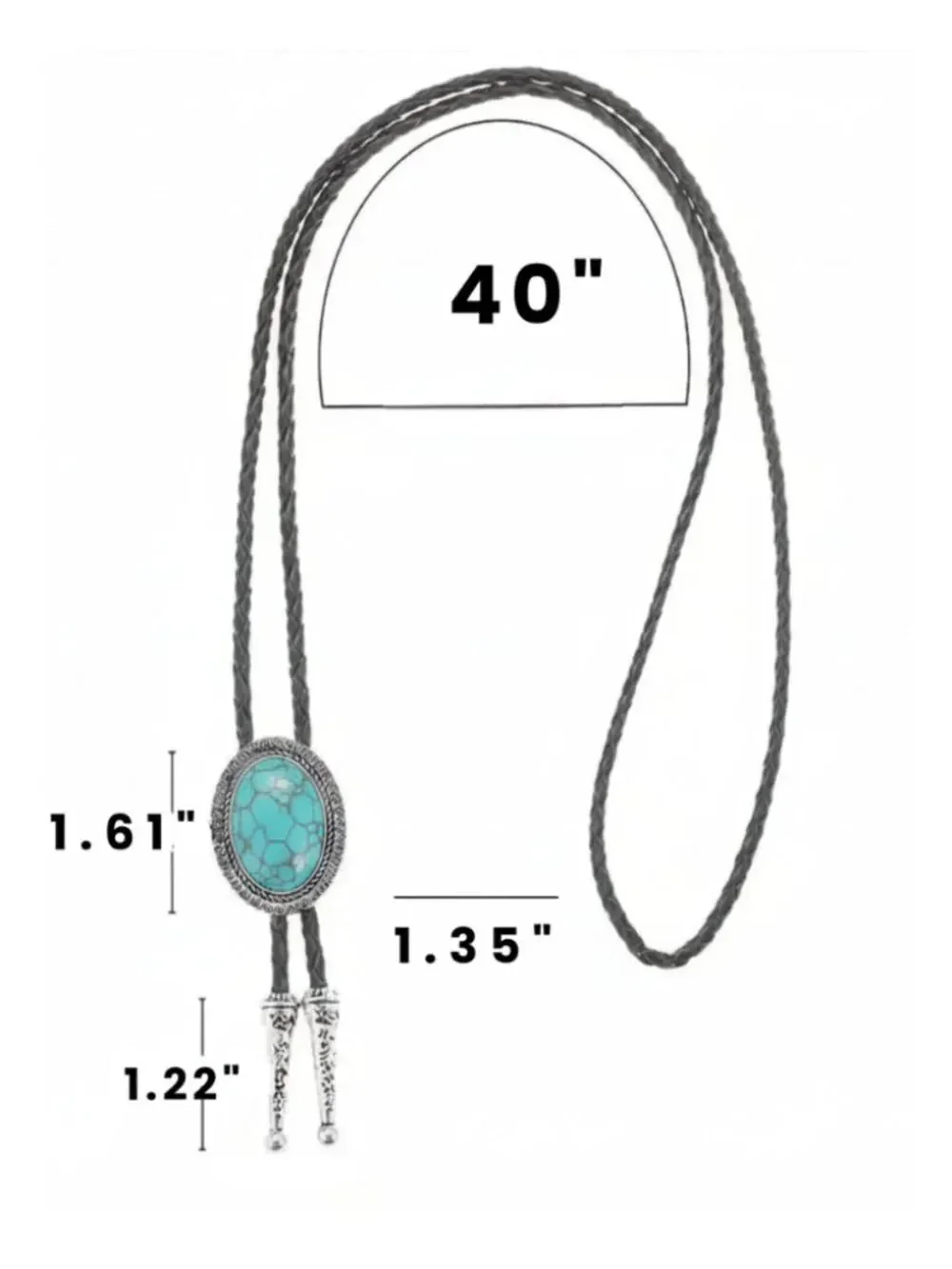 NWT Faux Turquoise Bolo Tie Western Cowboy Crackle Stone Necklace